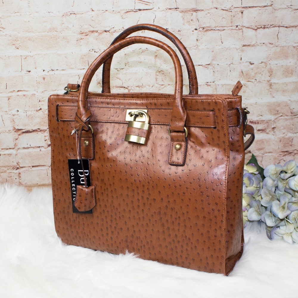 Faux Ostrich lock bag
